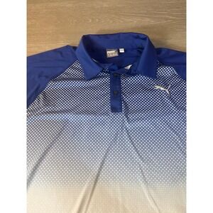 Puma Golf Mens XL Blue White Ombre Dot Polo Shirt The Honda Classic Logo XL